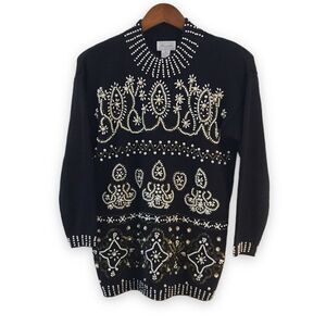 Margules vintage beaded‎ black sweater size S